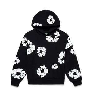 Denim Tears Hoodie black and white floral pattern